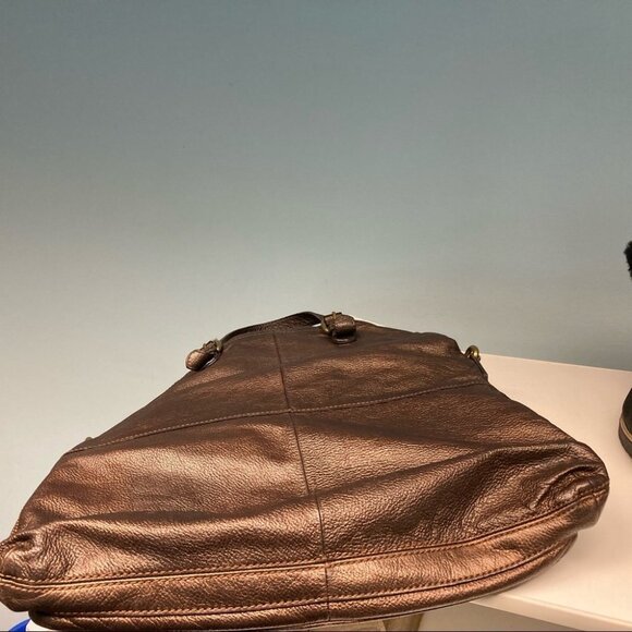 FOSSIL Large Tote Leather With Metallic Sheen Vintage Fabric  Strap Y2K - Picture 12 of 12